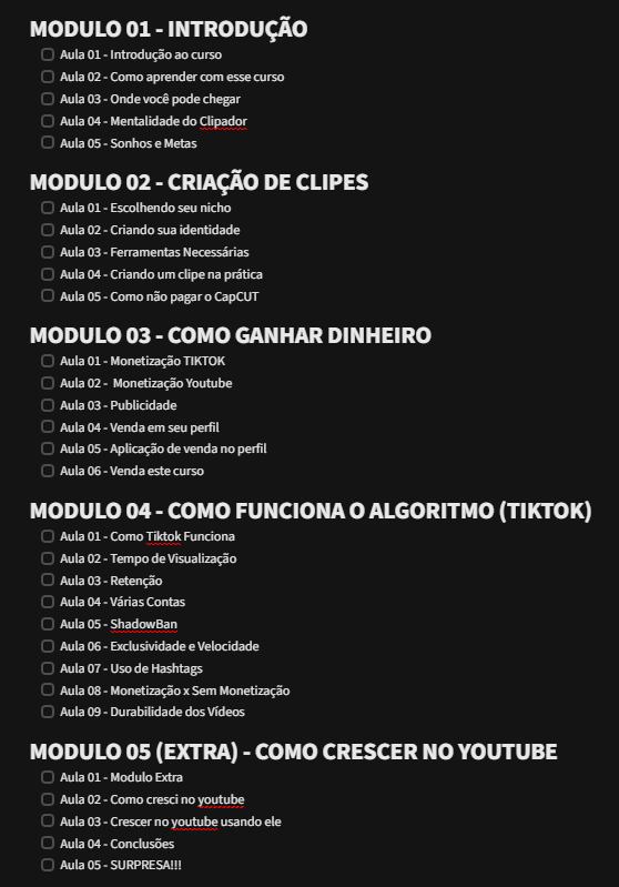 Estrutura de Aulas